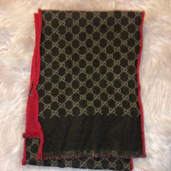 Gucci wool scarf red and brown - Picture 1 of 4